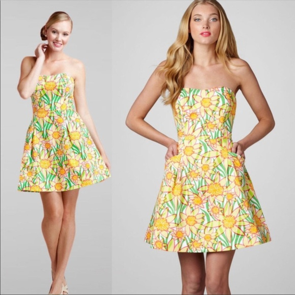 Lilly Pulitzer strapless sunflower Sundress